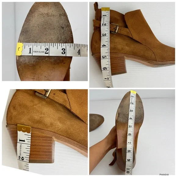 Anthro Comptoir Des Cotonniers camel brown Suede Ankle Boots Tan Heeled Boho 9